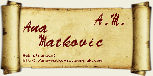 Ana Matković vizit kartica